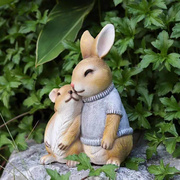 萌萌兔哒子花园庭院仿真动物，摆件创意树脂工艺品可爱兔子阳台装饰
