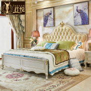 全实木欧式轻奢床一米八双人床高箱床储物经济型次卧家具组合套装