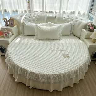 韩版圆形床裙2米直径圆床床笠2.2米直径夹棉公主风花边圆床罩