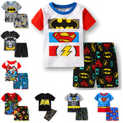 夏季短袖英雄联盟儿童睡衣卡通动漫闪电侠蝙蝠侠超人家居服套装