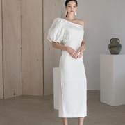 Van Nzill-DINT韩国2021夏季设计师韩星同款高腰包臀连衣裙女