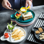 陶瓷创意早餐卡通水果盘子碗宝宝餐盘儿童餐具可爱家用分隔分格盘
