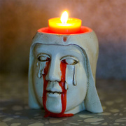 欧美圣母流泪烛台树脂工艺品蜡烛，底座宗教氛围，布置复古装饰摆件