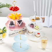 蛋糕创意两层餐厅托盘点心盘陶瓷器欧式双层架三层水果碟糖果