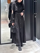 提花LACE镂空袖子设计法式高级感气质纯色通勤风衬衫连衣裙女