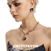 OCTO VITA原创设计黑心恶女拼接锁骨链 串珠项链朋克风酷帅男女潮