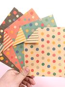 15厘米正方形印花条纹波，点系列印花彩色，儿童手工折纸剪纸叠纸卡纸