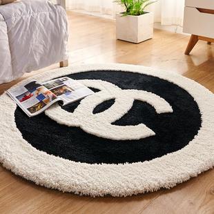 小香风圆形法式奶油风，地毯全铺植绒床边毯耐脏耐磨家用镜前毯