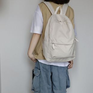 日本无印双肩包休闲(包休闲)简约防水电脑包男女，中学生书包帆布背包潮