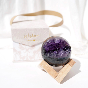 紫水晶摆件天然开口笑紫水晶洞原石聚宝盆装饰水晶球生日礼物