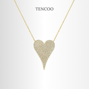  TENCOO璀璨满钻桃心项链纯银小众高级感锁骨链