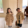 男童风衣2023秋季儿童女童，韩版学院风，双排扣纯色长款外套男孩