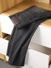 经典黑灰色棉+麻赛尔新型面料，夏季薄款男装牛仔裤直筒裤通勤长裤