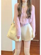 秋冬季粉色毛衣裙子两件套装，韩系风格穿搭清纯甜美气质淑女温柔风