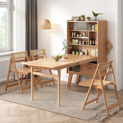 家用小户型伸缩餐桌实木，长方形吃饭桌子餐边柜，一体折叠餐桌椅组合
