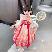 女童公主裙1-2-3-4岁洋气小女孩周岁礼服春秋季连衣裙长袖红裙子