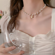 珍珠项链轻奢小众高级设计感人像吊坠女气质名媛2023年锁骨链