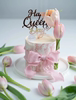 网红38女神节蛋糕装饰复古欧式印花蛋糕围边郁金香褶皱荷叶边丝带