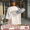 404MOB美式潮流街头字母印花短袖T恤男夏季大码五分袖宽松情侣装