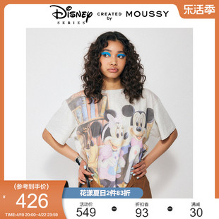 MOUSSY 夏季迪士尼合作款米奇米妮短袖T恤010GSY90-0050