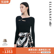 ellassay歌力思春季100%桑蚕丝修身毛，针织衫女ewf331m00400