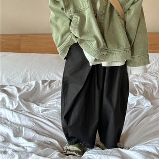 男童裤子男孩秋季洋气百搭西装长裤，儿童韩版设计感斜襟直筒阔腿裤