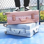 黑白行李箱铝框24寸男女学生密码登机箱子母旅行箱拉杆箱子可坐人