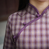 玉想玉玲珑3中式原创文艺复古棉布格子修身日常夏季短袖旗袍