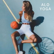 aloyoga高腰瑜伽短裤，女外穿专业健身裤提臀，亮色薄款运动短裤