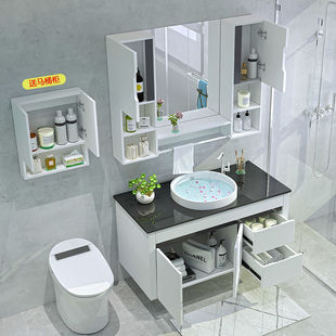 PVC浴室柜组合洗脸洗手盆柜组合柜洗手池小户型厕所卫生间柜7