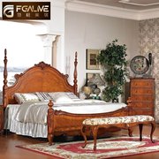 范格美居美式家具矮柱床实木床双人床古典欧式床美式床柱子床
