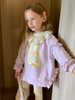 女童卫衣2023秋女宝公主上衣儿童洋气外套卡通花边套头衫紫色