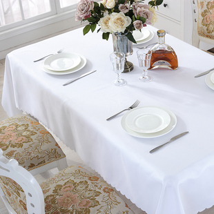 纯色长方形会议桌布白色桌布，布艺定制地推台布，酒店餐厅饭店圆桌布
