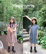 sweet city独家定制23夏女童洋气甜美小清新飞袖短袖连衣裙