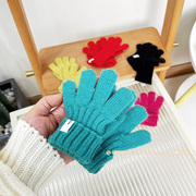 宝宝秋冬保暖手套2-6岁男女童，韩版加长护手腕五指学生亲子潮手套