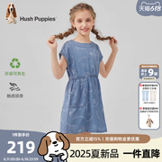 暇步士童装女童连衣裙2025夏季新款大童舒适牛仔裙儿童休闲短袖裙