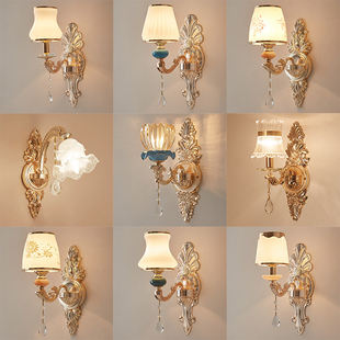 欧式奢华锌合金壁灯客厅，卧室背景墙双头，水晶壁灯单头led床头灯