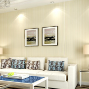 现代简约竖条纹墙纸，纯色素色白色无纺布，卧室客厅非自粘装修壁纸