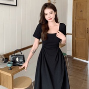 大码女装连衣裙女夏季2024新款清仓特价微胖MM赫本风法式显瘦长裙