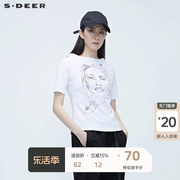 sdeer 圣迪奥 女装人物印花短袖T恤S20280104