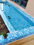 玻璃马赛克蓝白色工程水池游泳池瓷砖鱼池浴室外墙砖防滑阳台户外