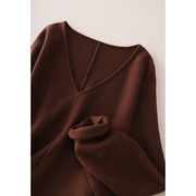 爱琴海女装upinlook高端羊绒，美拉德咖啡色宽松蝙蝠，袖针织衫52160