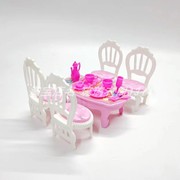 洋娃娃玩具16厘米娃娃聚餐套装模型玩具微缩玩具Q版椅子桌子食物