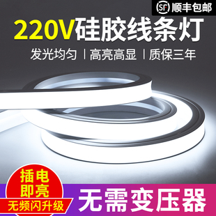 220V硅胶灯带led灯条柔性软户外防水明装线条灯嵌入式线形灯带槽