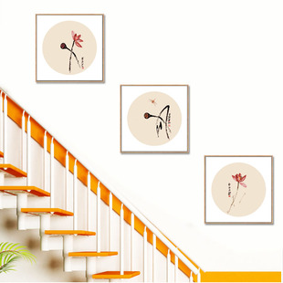 楼梯间装饰画卧室中式风格中国风，挂画走廊过道玄关，餐厅门厅墙壁画