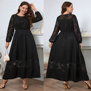 200斤胖女人蕾丝裙 plus size women Autumn dresses 秋季连衣裙