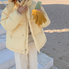 羽绒服女短款小个子2022年冬季奶黄色连帽面包，服棉服学生潮