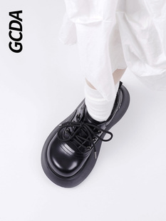 gcda蒸汽朋克2023原创真皮，大头厚底圆头娃娃鞋，复古单鞋小皮鞋女