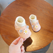冬季一岁女宝宝公主学步鞋，软底6到12月婴儿，袜套鞋子秋冬不掉棉鞋8