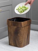 1016s新中式垃圾桶复古仿木纹，家用创意客厅卫生间纸篓塑料无盖大